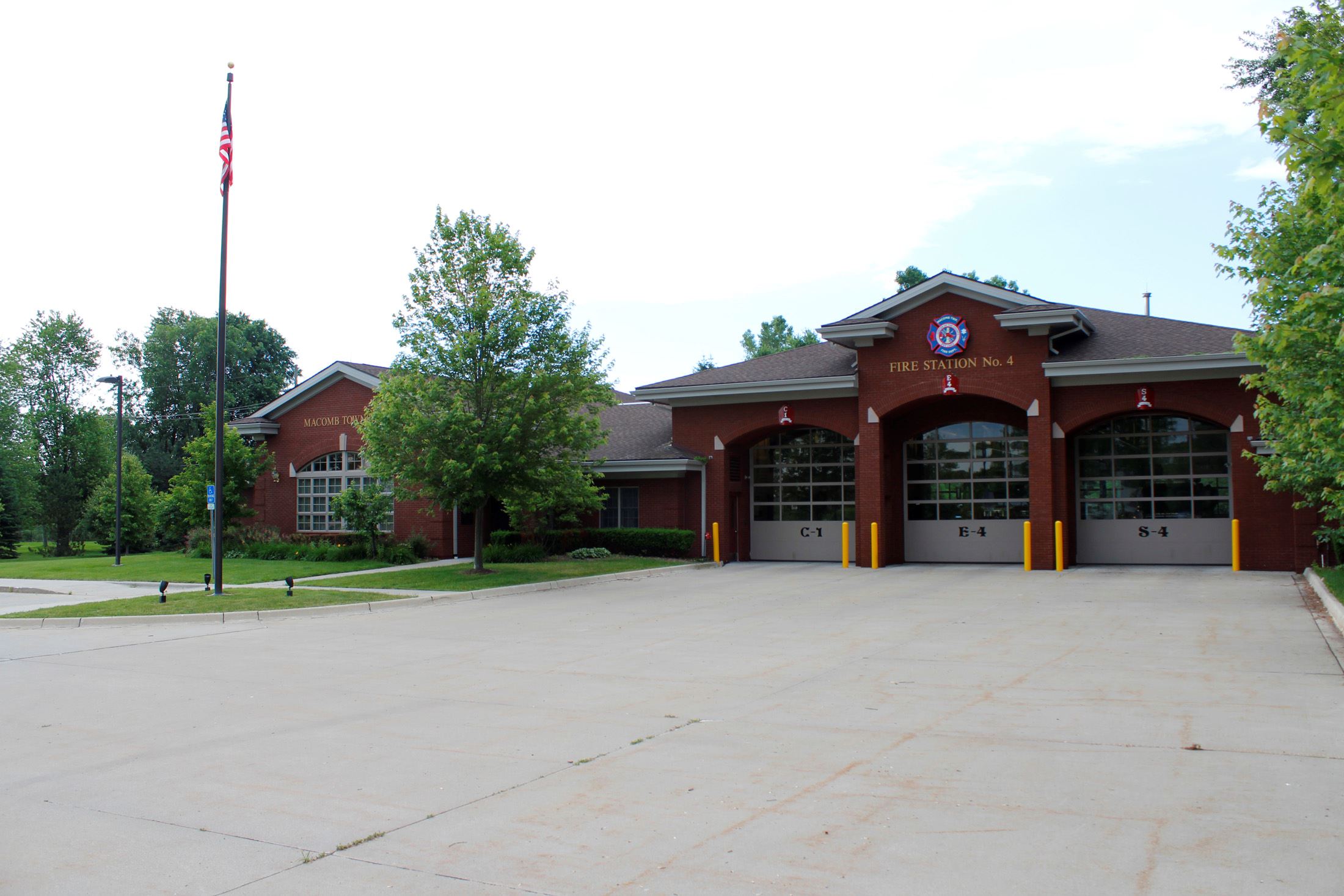 Front view of Macomb Township Fire Station 4, located on 25 Mile Road. 