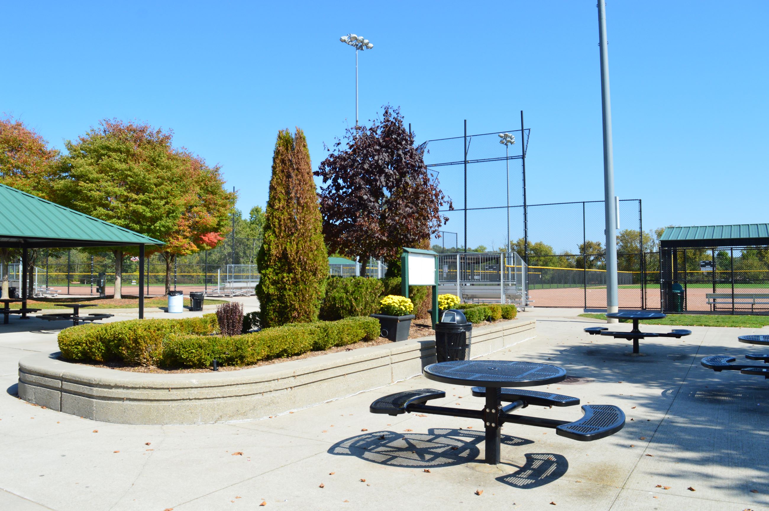 Macomb Corners Park Pavillion, Baseball Fields, and picnic tables 
