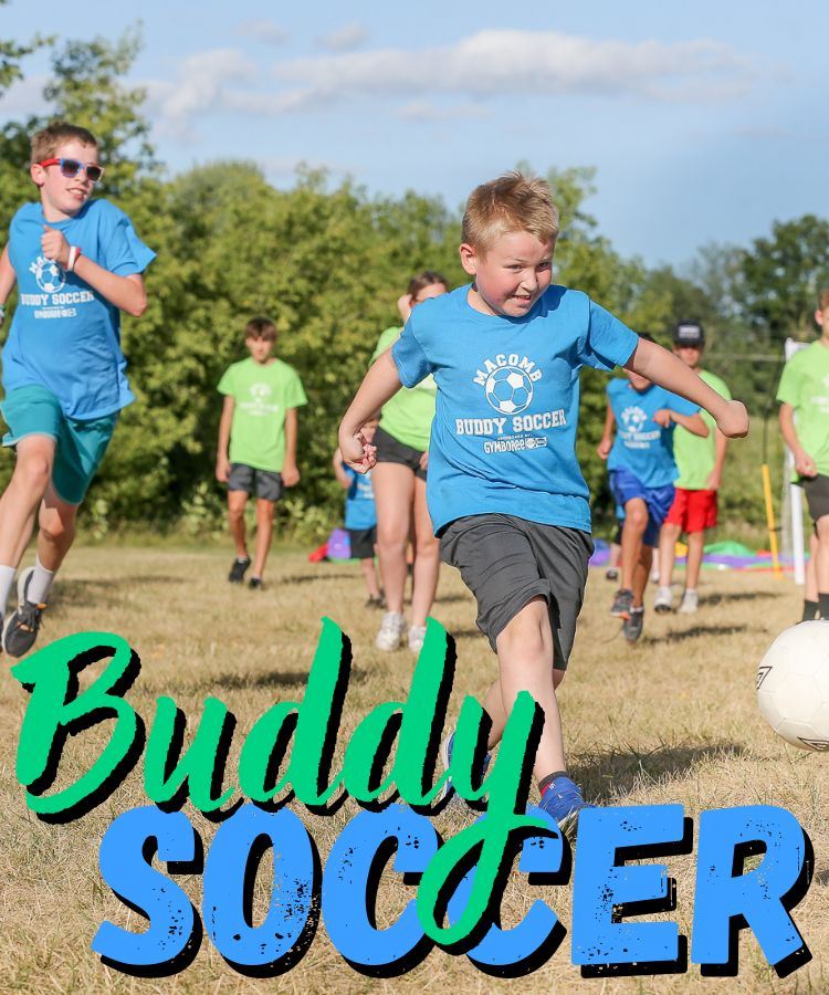 Kids running and kicking a soccer ball